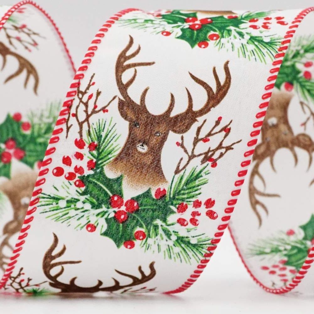 Cinta de reno y hojas de acebo