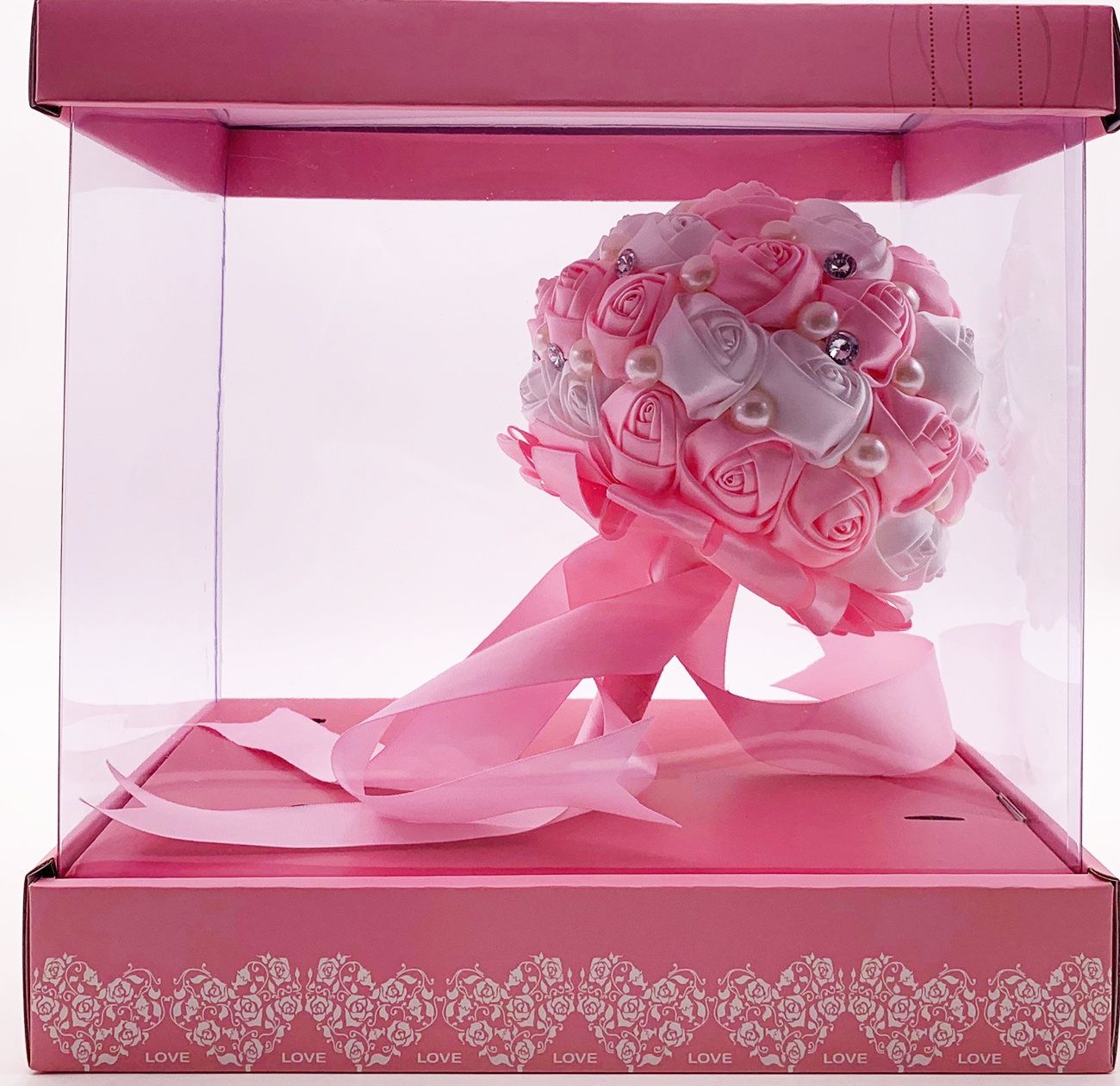 Bouquet de mariage en satin rose
