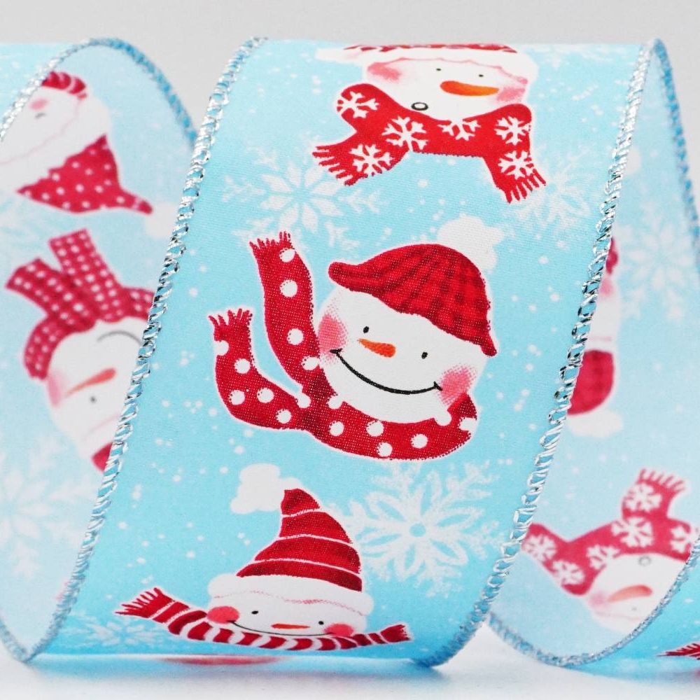 Snowman wired Christmas Ribbon