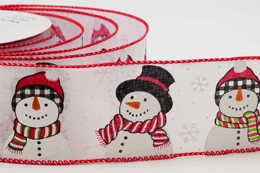 Snowman wired Christmas Ribbon