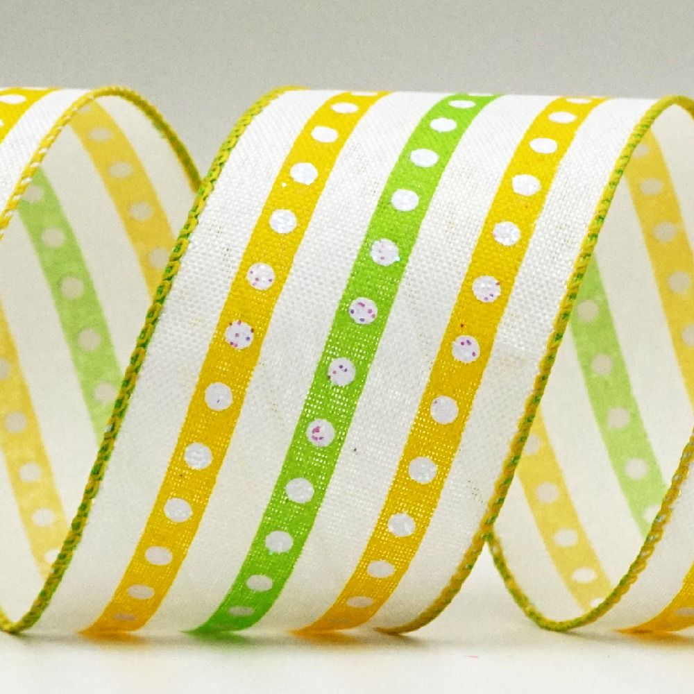 Spring Bicolor Stripe & Dot Ribbon