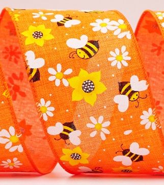 Collection de fleurs de printemps avec ruban d'abeilles
