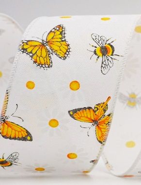 Wiosenny kwiat z kolekcją pszczół wstążki