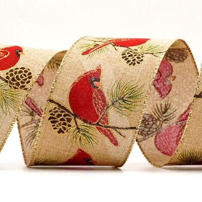 Кардинальная птица_Искусственный бурлап(коричневый)